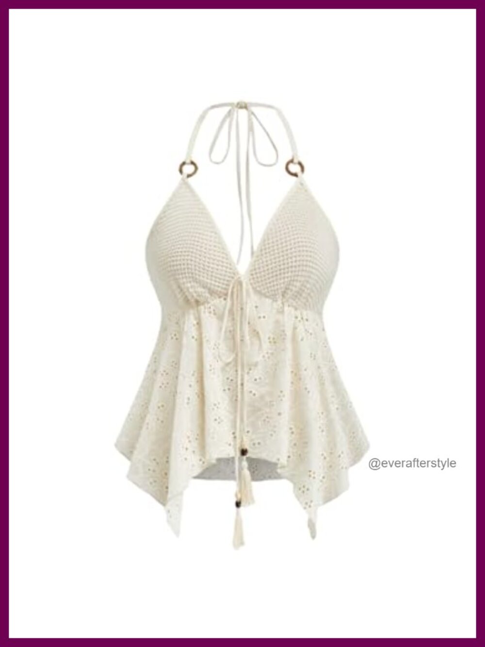 Peplum Halter Tie Backless Eyelet Embroidery Flowy Summer Top